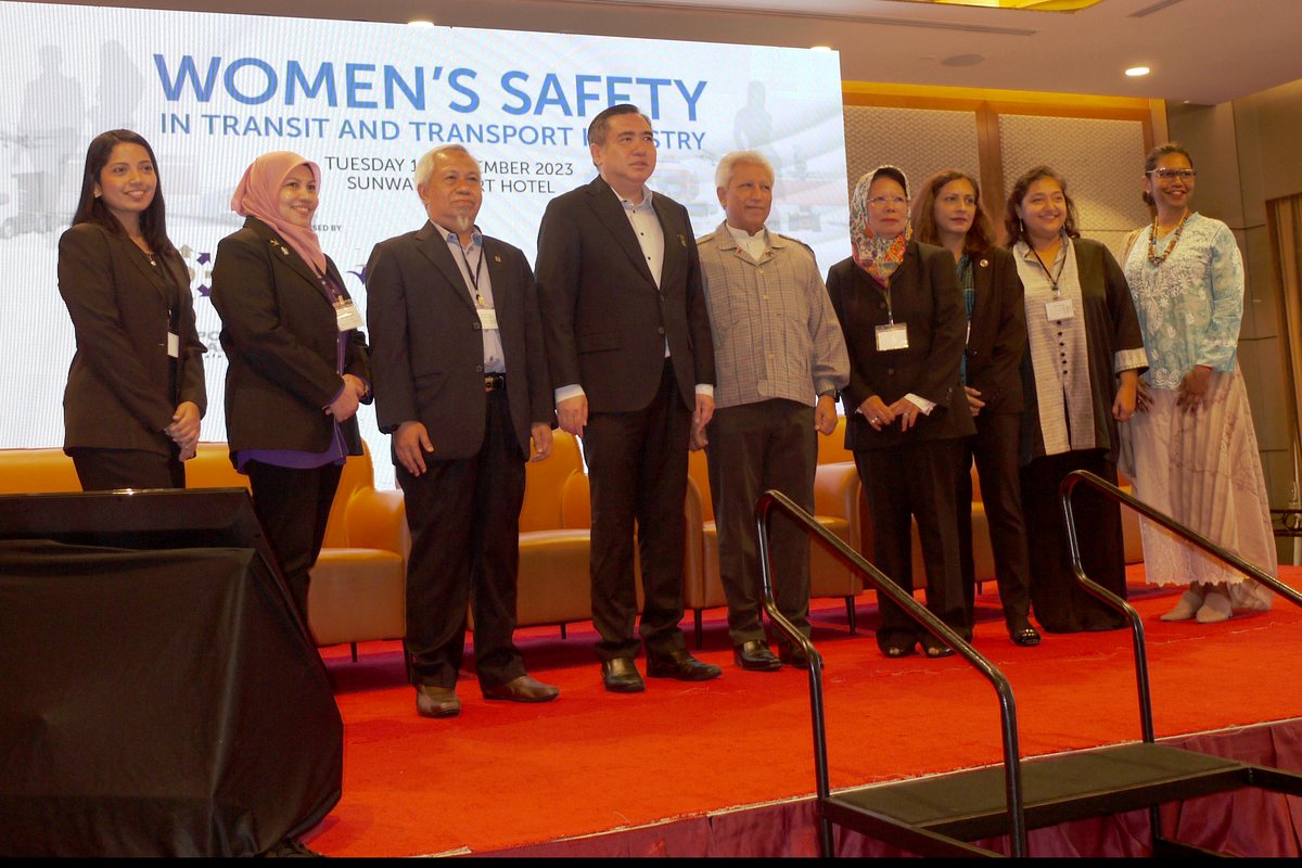 Rosita with speakers and guests on stage at Women's Safety in Transit and Transport Industry, 2023